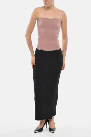 Solid-Color Strapless Knit Top