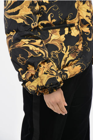 JEANS COUTURE Piumino a Motivo Barocco con Cappuccio