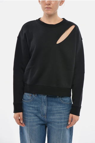 Sweatshirt mit Rundhalsausschnitt aus angerauter Baumwolle mit Cut-Out-Detail