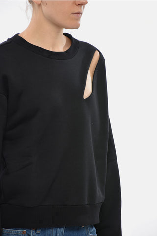 Sweatshirt mit Rundhalsausschnitt aus angerauter Baumwolle mit Cut-Out-Detail