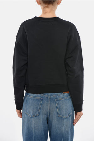 기모 면 크루넥 스웻셔츠 컷아웃 디테일