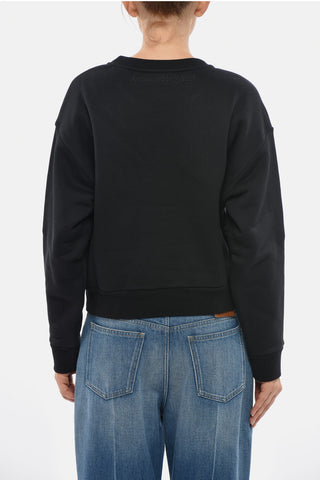 Sweatshirt mit Rundhalsausschnitt aus angerauter Baumwolle mit Cut-Out-Detail