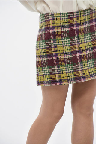 District Checked Wool-Blend Miniskirt
