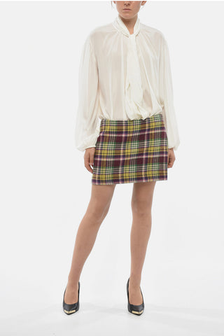 District Checked Wool-Blend Miniskirt