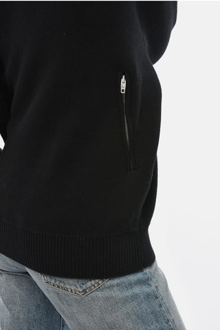 Pullover a Collo Alto in Puro Cotone con Mezza Zip