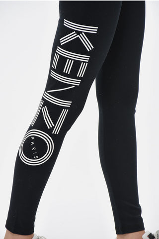 Leggings in Cotone Stretch con Logo Stampato