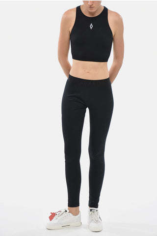 Leggings in Cotone Stretch con Logo Stampato