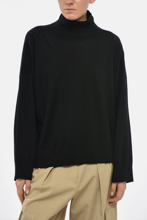 Wool Turtleneck Sweater With Embroidered Monogram