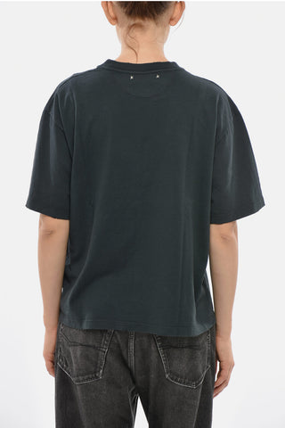 T-Shirt BOXY aus Bio-Baumwolle mit Waschung und Kristallen am Kragen