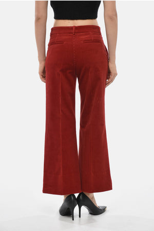 Pantaloni a Gamba Dritta in Velour a Coste