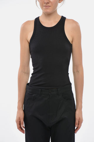 Body in Misto Cotone Stretch a Costine con Logo Ricamato