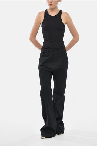 Body in Misto Cotone Stretch a Costine con Logo Ricamato