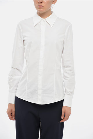 Cotton Poplin Blouse With Hidden Button Placket