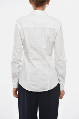 Cotton Poplin Blouse With Hidden Button Placket