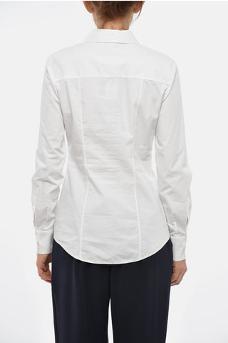 Cotton Poplin Blouse With Hidden Button Placket