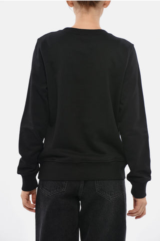 JEANS COUTURE Brushed-Cotton Crewneck Sweatshirt with Print Embellished with Rhinestones