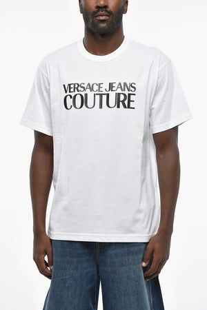 JEANS COUTURE T-Shirt Girocollo in Tinta Unita con Logo in Rilievo