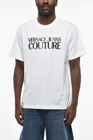 JEANS COUTURE T-Shirt Girocollo in Tinta Unita con Logo in Rilievo