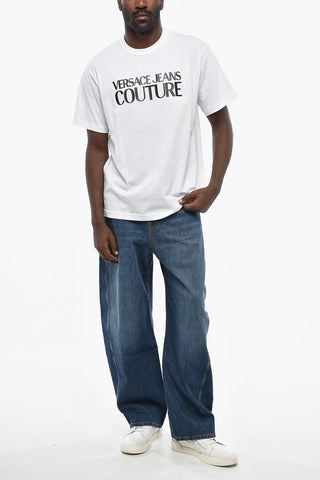 JEANS COUTURE T-Shirt Girocollo in Tinta Unita con Logo in Rilievo