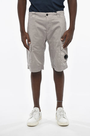 Cotton Cargo Shorts with Branded Button