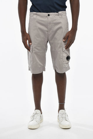Cargo-Shorts Aus Baumwolle Mit Logoknopf