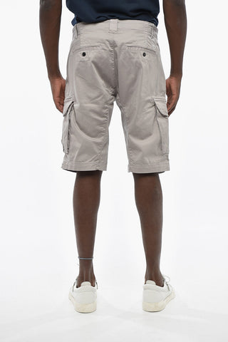 Cargo-Shorts Aus Baumwolle Mit Logoknopf