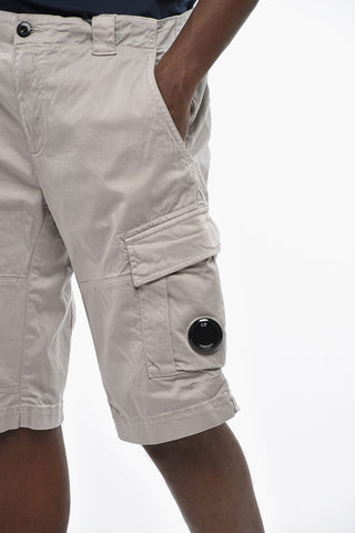Cargo-Shorts Aus Baumwolle Mit Logoknopf