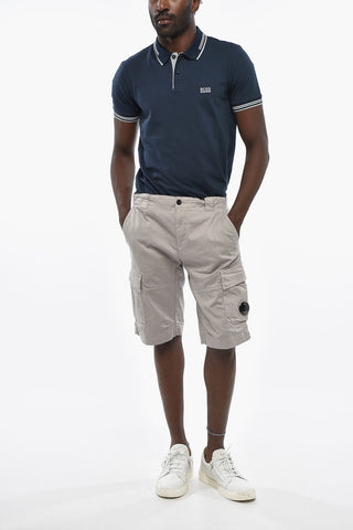 Cargo-Shorts Aus Baumwolle Mit Logoknopf