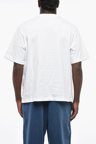 T-shirt Girocollo in Cotone Oversized con Logo in Rilievo