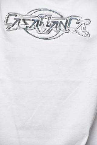 T-shirt Girocollo in Cotone Oversized con Logo in Rilievo