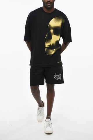 Rundhals-T-Shirt SHADOW SKULL einfarbig mit Frontprint