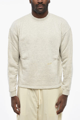 Rundhals-Sweatshirt aus angerauter Baumwolle mit Logo-Stickerei