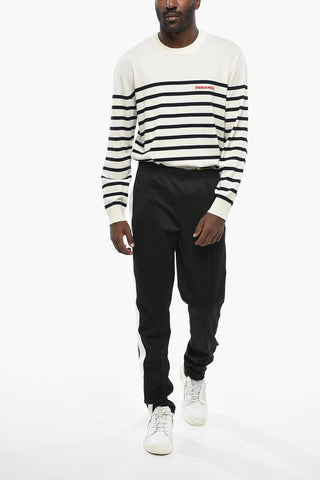 MM1 MM10 Cotton-Blend Trousers with Contrast Side Stripe and Ankle Zip