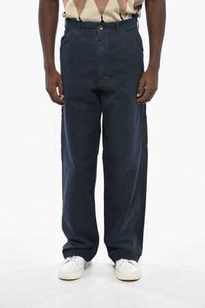 MM1 MM10 Gerade Geschnittene Baumwollhose Mit Fischgrätmuster Und Fransen