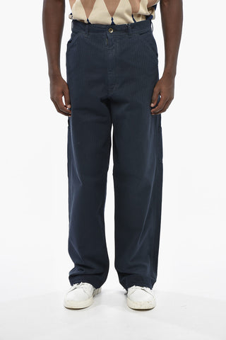 MM1 MM10 Straight-Leg Cotton Herringbone Trousers with Frayed Hem