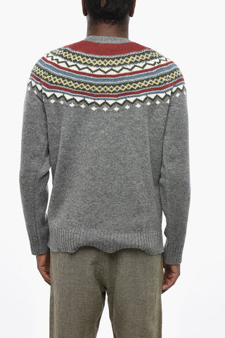 Gemusterter Wollpullover mit Rundhalsausschnitt