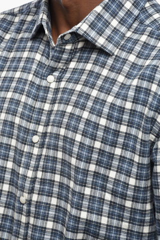 DANDYLIFE Baumwollflanell-Hemd Mit Karo-Motiv Und Druckknöpfen