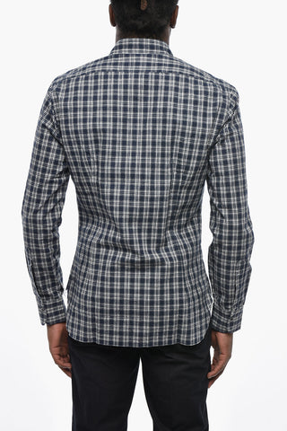 DANDYLIFE Baumwollflanell-Hemd Mit Karo-Motiv Und Druckknöpfen