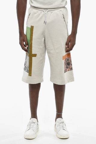 Shorts Aus Sweat Mit 3 Taschen Und Kontrastdrucken