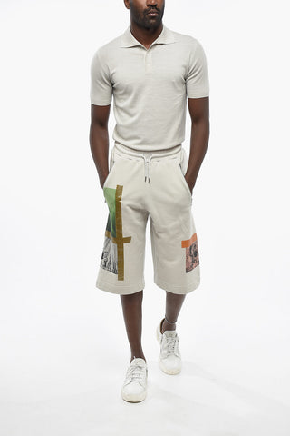 Shorts Aus Sweat Mit 3 Taschen Und Kontrastdrucken