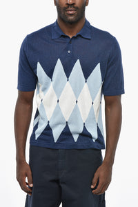 Polo in Misto Lino Motivo Argyle