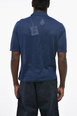 Linen-Blend Polo with Argyle Pattern