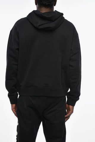 Felpa Hoodie in Cotone Garzato con Stampa Iconica
