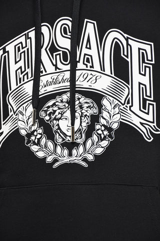 Felpa Hoodie in Cotone Garzato con Stampa Iconica