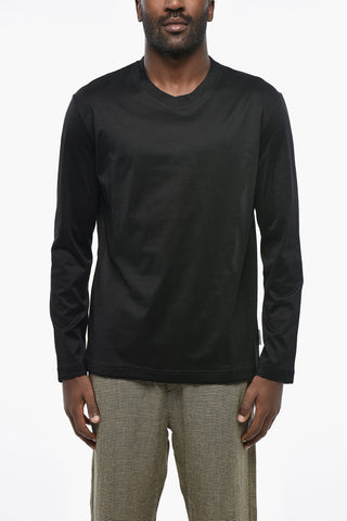 Solid-Color Long-Sleeve Crewneck T-Shirt