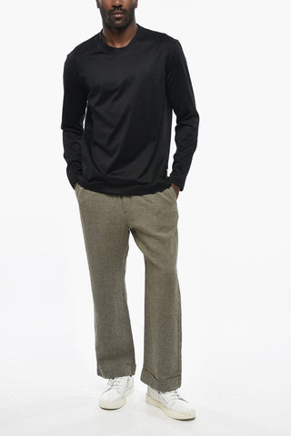 Solid-Color Long-Sleeve Crewneck T-Shirt