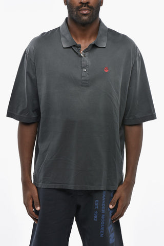 Loose-Fit Polo mit Used-Effekt und besticktem Logo