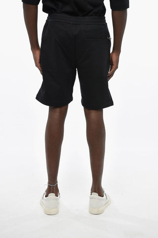 Shorts in Cotone Garzato con Logo Ricamato