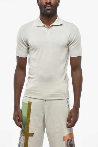 Extrafine Merino Wool Short-Sleeve Polo Sweater MARCO BRUNAL