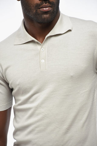 Extrafine Merino Wool Short-Sleeve Polo Sweater MARCO BRUNAL